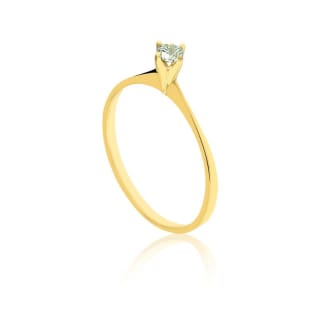 Anel de Zircônia, modelo Solitário 4 Garras Batido - R$ 418