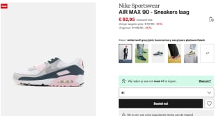 Nike Airmax 90 Pastelroze voor €82,95 bij Zalando