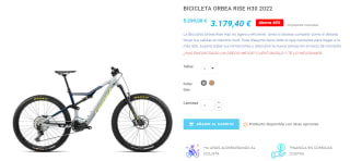 Bicicleta Orbea Rise H30 2022 por 3.179,40€