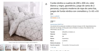 Funda nórdica a cuadros de 200 x 200 cm por 23,56€