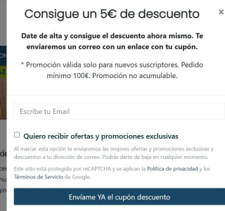 5€ de descuento para tu primera compra de +100€ en Rehabilitaweb