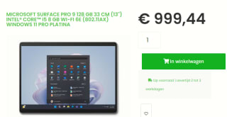 Microsoft Surface Pro 9 for Business - Tablet voor €999,44 bij Sicomputers