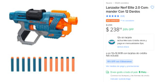 Lanzador Nerf Elite 2.0 a $179 en Mecado Libre