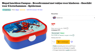 Mepal Campus broodtrommel Spiderman voor €7,99 bij Bol
