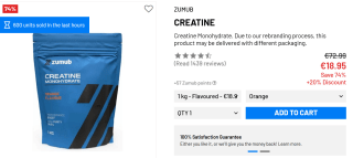 1 kg Creatine Orange voor €15,16 bij Zumub
