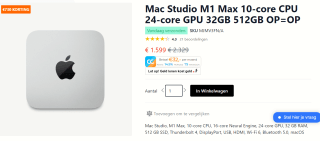Apple Mac Studio mini PC Apple M 32 GB 512 GB voor €1599 bij Your Mac Store