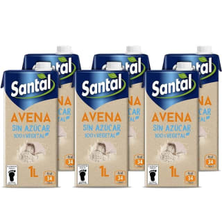 Santal Bebida Vegetal de Avena, sin Azúcar, 6 x 1L por 5,70€.