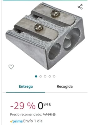 Herlitz Fancy - 1 Sacapuntas Doble de Metal con Doble Agujero para Lapiceros por 0,84€.