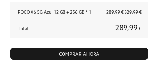 Móvil POCO X6 5G 12GB 256GB por 289,99€
