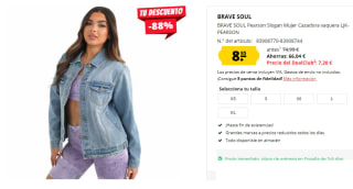 Cazadora Vaquera para Mujer BRAVE SOUL Pearson por 8.95€