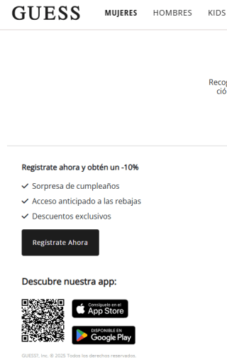 10% de descuento para tu primera compra en Guess