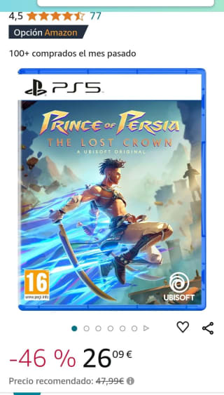 Prince of Persia the Lost Crown PS5 por 26,09€.
