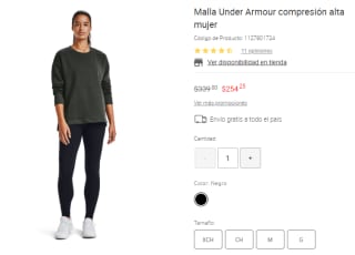 Malla Under Armour Compresión Alta por $254 en Liverpool