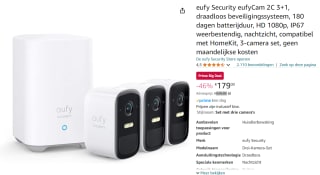 Eufycam 2C set van 3 stuks met basisstation voor €179 met Amazon Prime