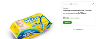 Toallitas húmedas Kleenbebé AbsorSec por $19 en Bodega Aurrera