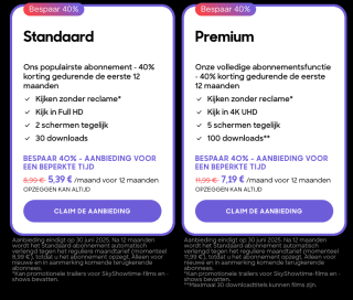 SkyShowTime 12 maanden 40% korting