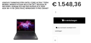 Lenovo ThinkPad P16v Gen 2 (21KX000KMH) voor €1.548,36 bij Caps
