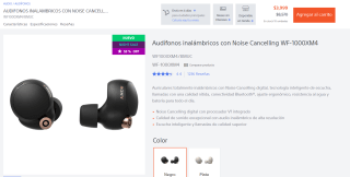 Audífonos Sony WF-1000XM4 a $3,059