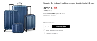 Conjunto de 3 maletas + neceser de viaje Roncato Kinetic 2.0 por 389.99€