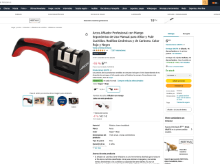 Arcos Afilador Profesional con Mango Ergonómico de Uso Manual para Afilar y Pulir Cuchillos por solo 6,98€