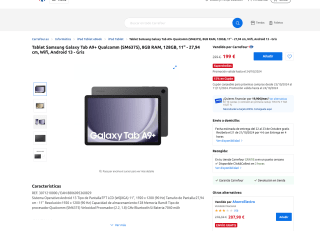 Tablet Samsung Galaxy Tab A9+ 8GB/128GB Gris por tan solo 199€