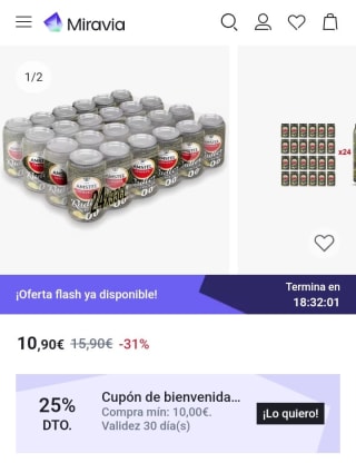 Amstel Radler 0,0 Cerveza Tostada Pack de 24×33cl por 8,18€.