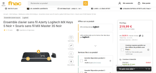Ensemble clavier sans fil Azerty Logitech MX Keys S Noir + Souris sans fil MX Master 3S Noir à 219,99€