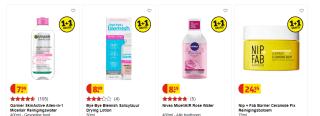 1+1 gratis op A-merk gezichtsreiniging bij Kruidvat
