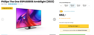 Philips Ambilight The One 65PUS8808 (2023) 65 inch 4K LED voor €852 bij hello Tv