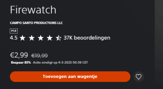 Firewatch voor €2,99 in de Playstation Store