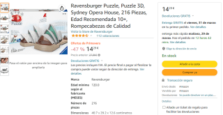Ravensburger Puzzle, Puzzle 3D, Sydney Opera House por 14,29€