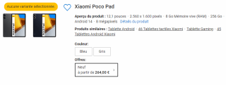 Tablette POCO PAD à 264€