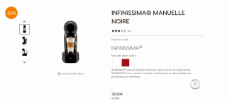 Machine à café Krups INFINISSIMA MANUELLE NOIRE à 32,50€