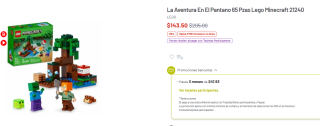 LEGO Minecraft La Aventura En El Pantano $144 | Descuento Soriana
