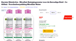 3x 400 ml Garnier SkinActive Micellair Water voor €11,99 bij Bol
