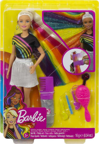 Barbie Destellos de Arociris, Muñeca rubia con cabello extra largo, por solo 12,99€