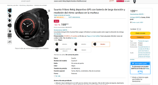Suunto 9 Baro Reloj deportivo GPS con batería de larga duración por 199€