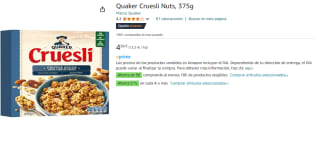 4 Paquetes de Cruesli 4 nuts QUAKER, caja 375 g por 14.96€
