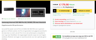 Samsung 980 PRO met Heatsink - Interne SSD - M.2 NVMe - PS5 Compatibel - 2TB voor €179,98 bij Gamemania