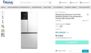 Refrigerador da Electrolux, modelo Frost Free Multidoor Efficient - R$ 4.869