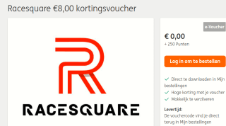 Racesquare F1-simulatorervaring €8 kortings voucher voor 250 ING rentepunten