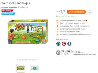 Werpspel Zandzakjes voor €7,50 bij Lobbes