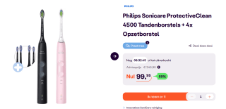 Philips Sonicare ProtectiveClean 4500 Series met 4x Philips Sonicare Opzetborstels voor €99,95 bij iBOOD