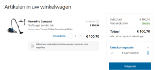 Philips Stofzuiger zonder Zak FC9331/09 voor €100,70 dmv code in de Philips store