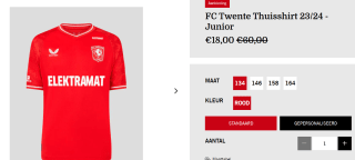 Castore FC Twente Thuisshirt 24/25 Junior voor €18 bij Fctwente