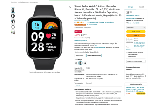 Xiaomi Redmi Watch 3 Active pantalla LCD 1,83” 100 Modos deportivos a solo 25,61€