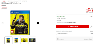 Videojuego Cyberpunk 2077 PS4 por 13,99€