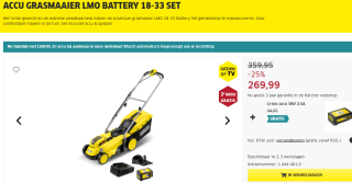 Kärcher LMO 18-33 Battery Set accu-grasmaaier met gratis 2de accu voor €269,99 bij Kaercher