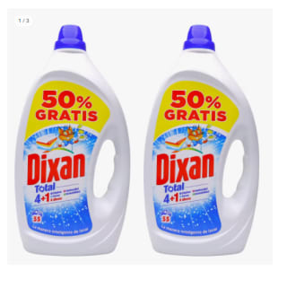 DIXAN Pack de 2 detergentes líquidos Total 4+1 detergente máquina líquido gel quitamanchas botella 55 dosis por 13.99€ (Cuenta Nueva 7€)