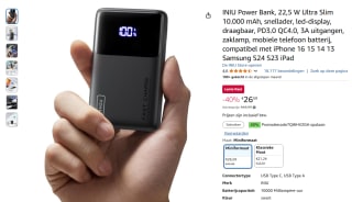 INIU 22,5 W Ultra Slim 10.000 mAh powerbank voor €15,95 bij Amazon